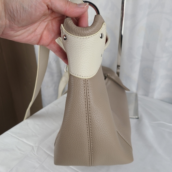 Perlina Emma Leather Satchel ivory/taupe GUC - Picture 4 of 13